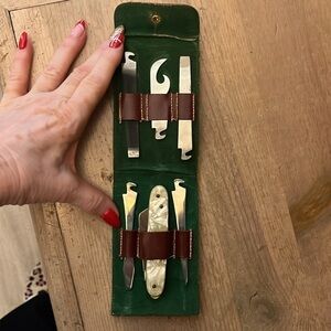 Vintage Men’s Tool Kit Pearl Handle Pocketknife Nail File Screwdriver Opener